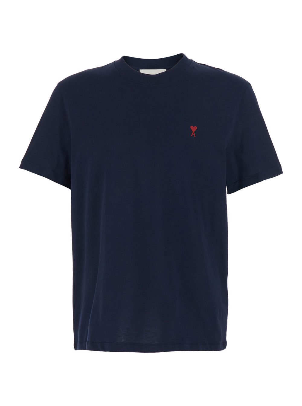 Ami Paris Men Crew Neck T-Shirt With Adc Embroidery On The Front In Blue Cotton For Men