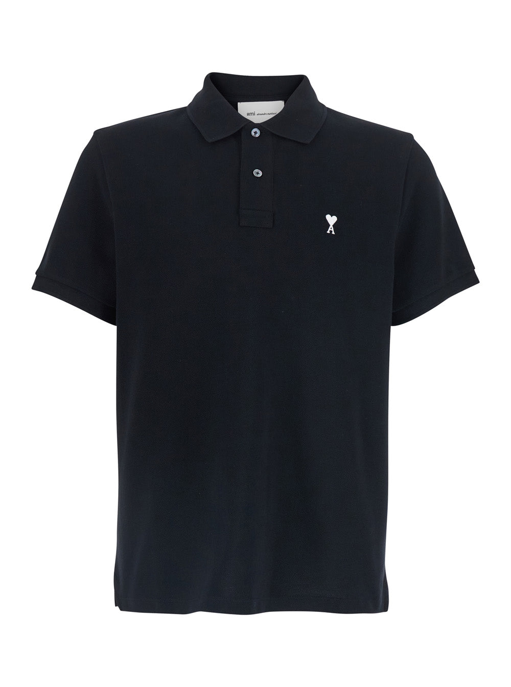 Ami Paris Men Polo Shirt With Ami De Coeur Logo Embroidered On The Front In Black Cotton For Men