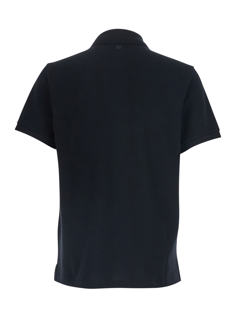 Ami Paris Men Polo Shirt With Ami De Coeur Logo Embroidered On The Front In Black Cotton For Men