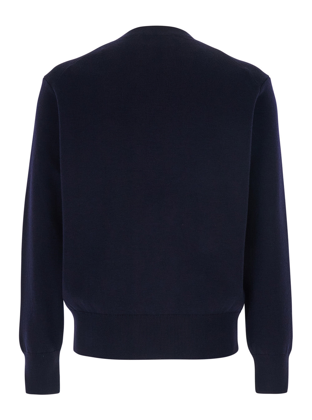 Ami Paris Men Crewneck Sweater With Adc Embroidery On The Front In Wool Blend Blue Men
