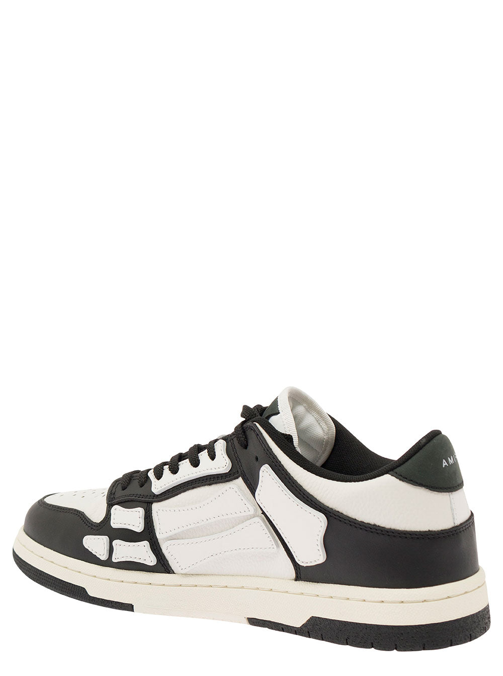 Amiri Men Sneaker 'Skel Top Low' With Skeleton Applications In White And Black Leather For Men