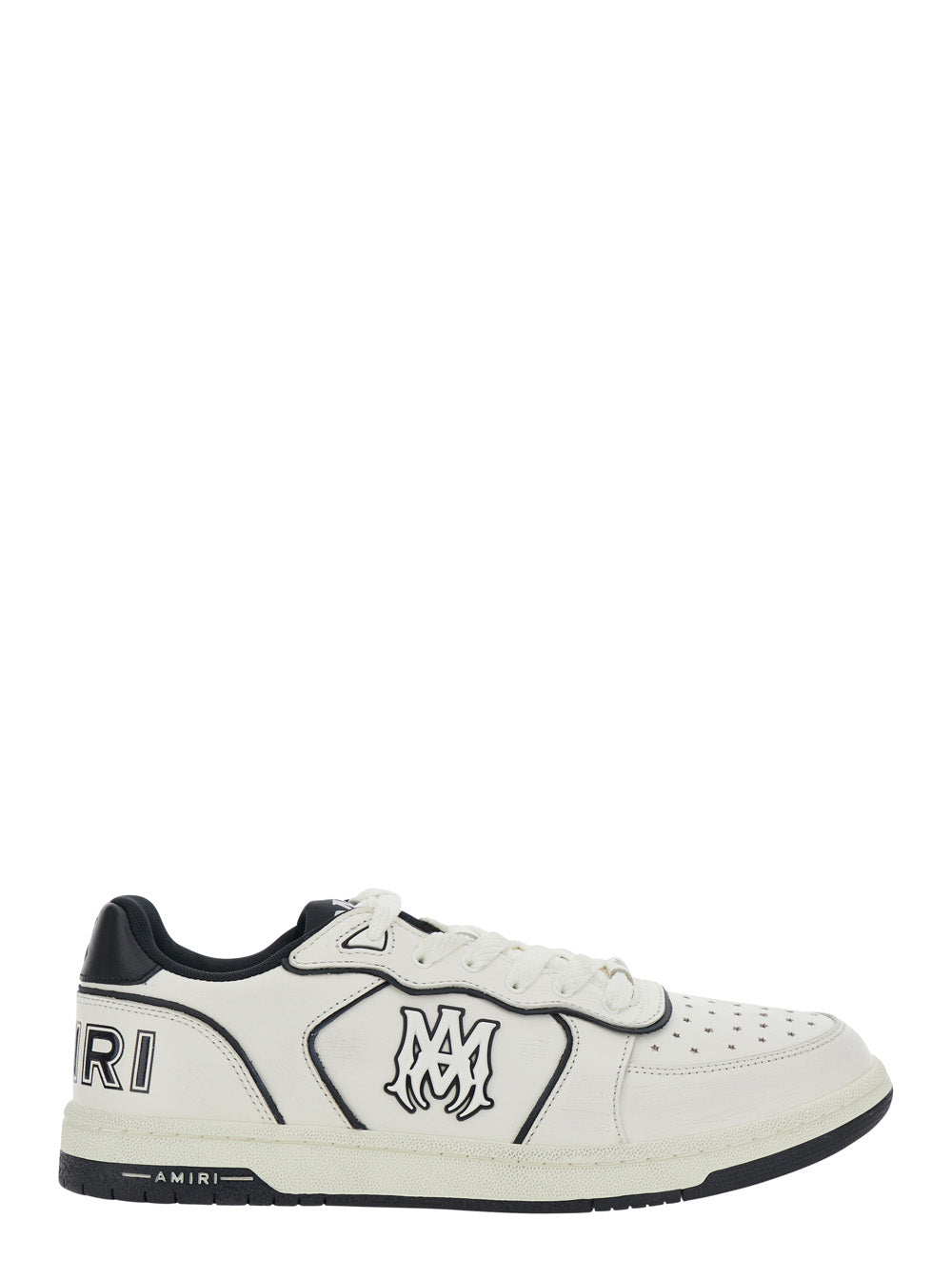 Amiri Men 'Newport' White Sneakers Low Top With Logo Patch On The Side And Contrasting Heel With Leather Logo Lettering For Men