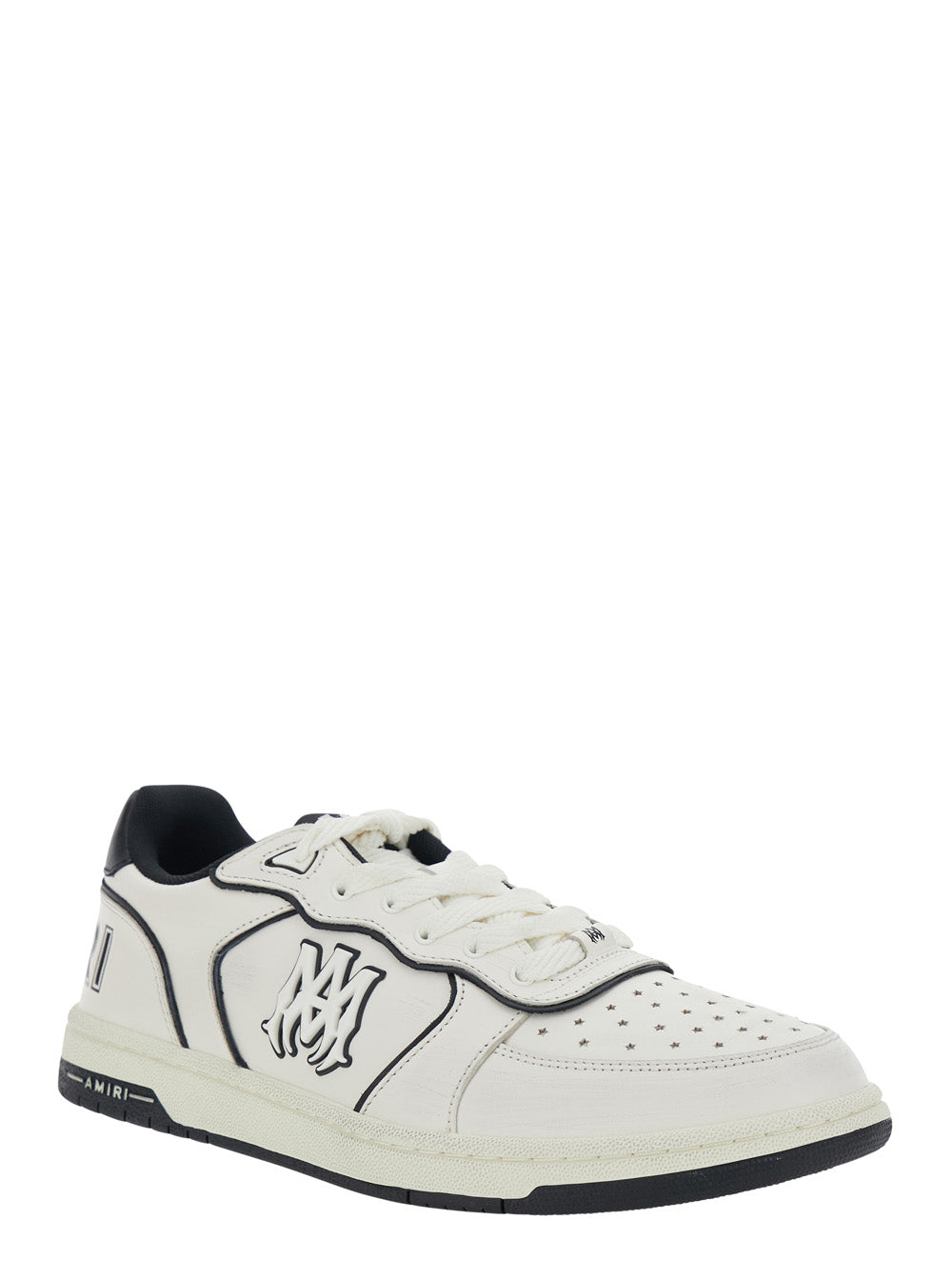 Amiri Men 'Newport' White Sneakers Low Top With Logo Patch On The Side And Contrasting Heel With Leather Logo Lettering For Men