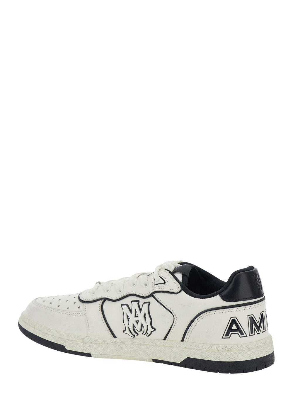 Amiri Men 'Newport' White Sneakers Low Top With Logo Patch On The Side And Contrasting Heel With Leather Logo Lettering For Men