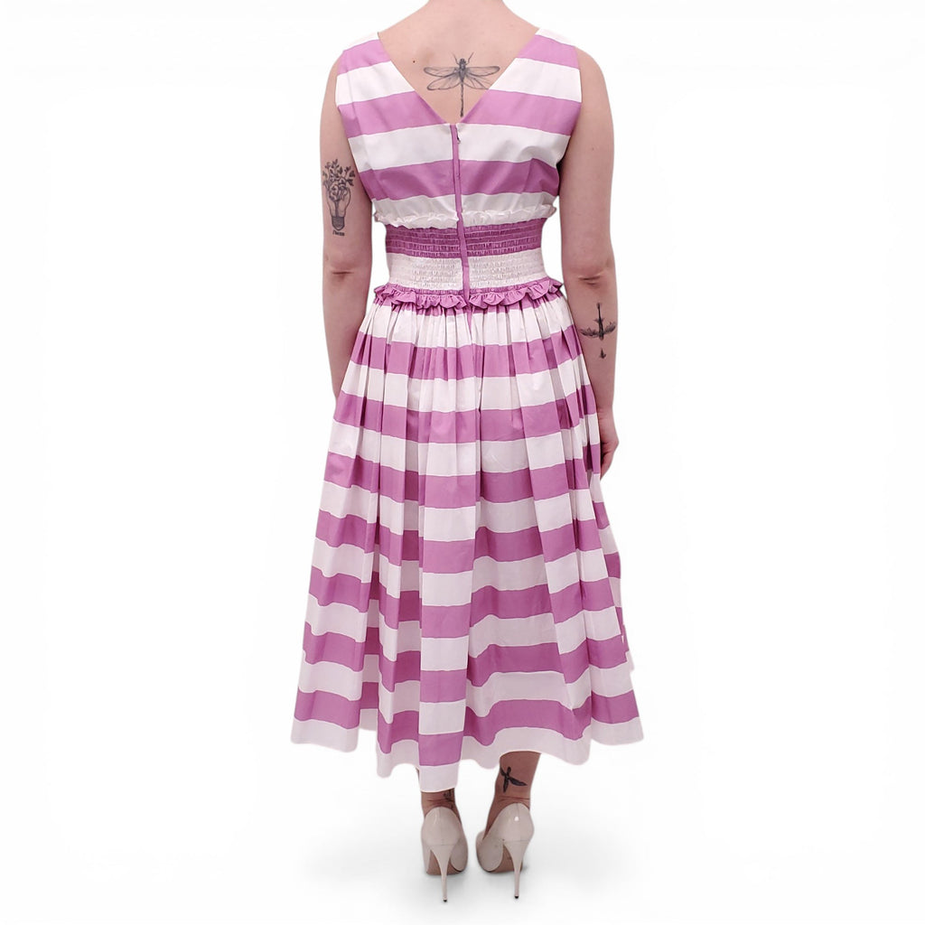 DOLCE & GABBANA WHITE AND PURPLE STRIPED DRESS - SIZE 46