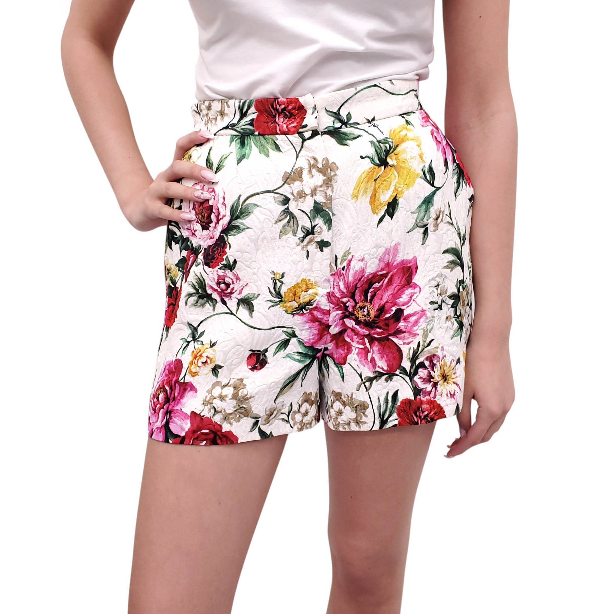 DOLCE & GABBANA FLORAL BROCADE SHORTS - SIZE 38