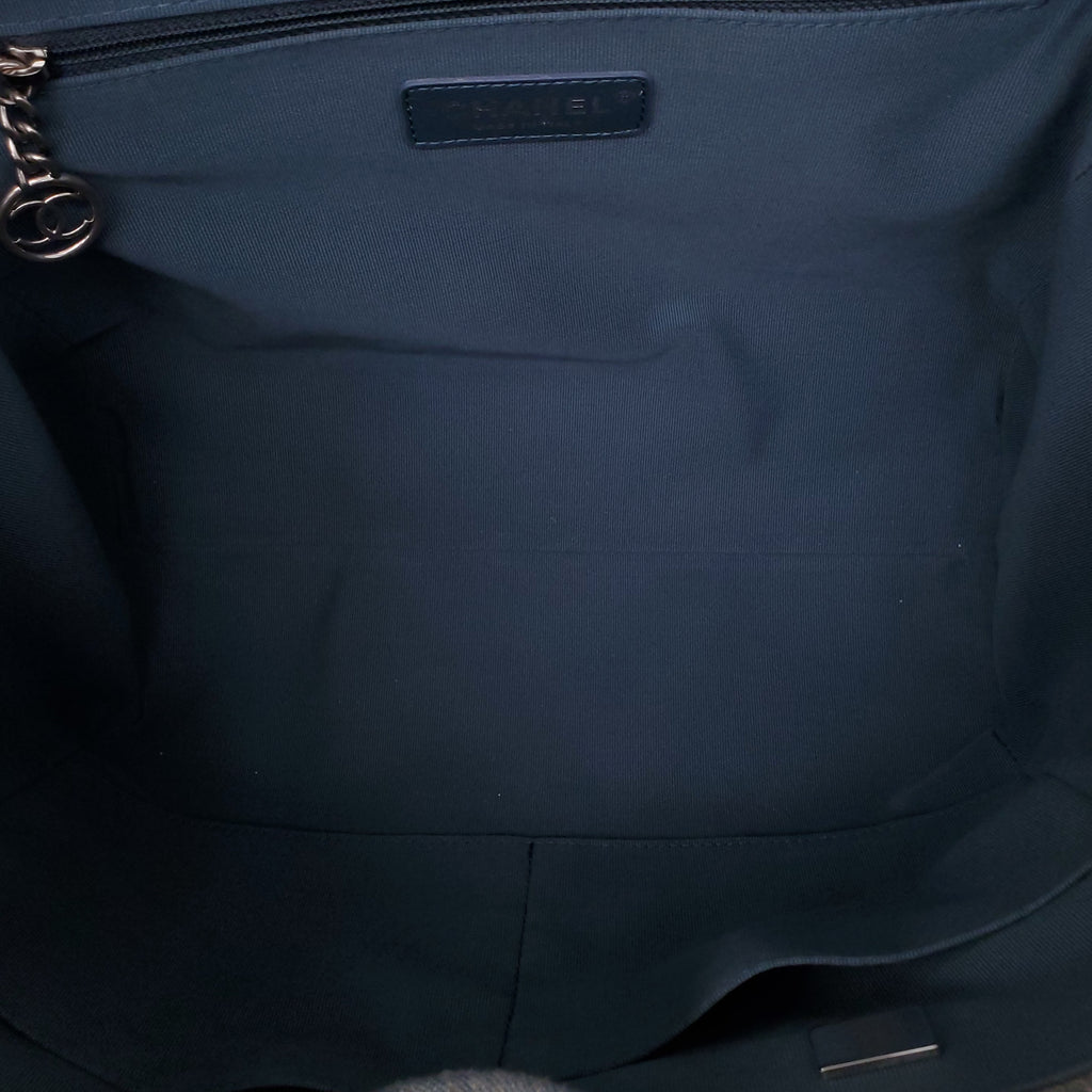 CHANEL DENIM PETITE DEAUVILLE SHOPPING TOTE BAG