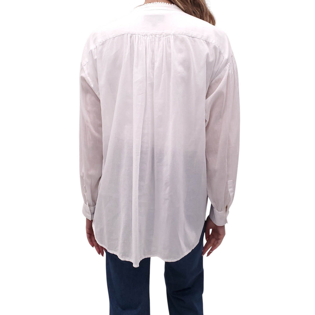 NILI LOTAN WHITE COTTON TUNIC BLOUSE - SIZE S