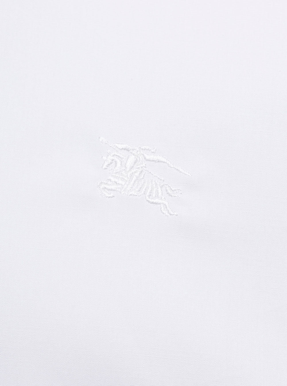Burberry Men White Long Sleeve Shirt With Tone-On-Tone Embroidery In Stretch Cotton For Men