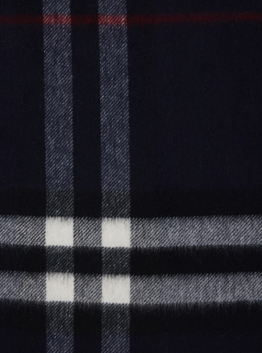 Burberry Women Blue Scarf With Fringed Edges And All-Over Check Motif In Cashmere For Women