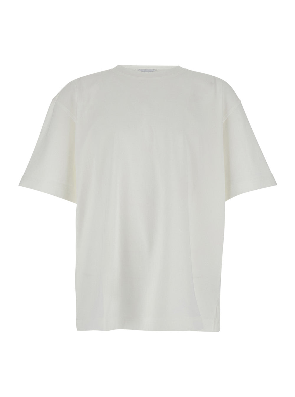 Bottega Veneta Men White Crew Neck T-Shirt With Embroidery On The Front In Cotton For Men