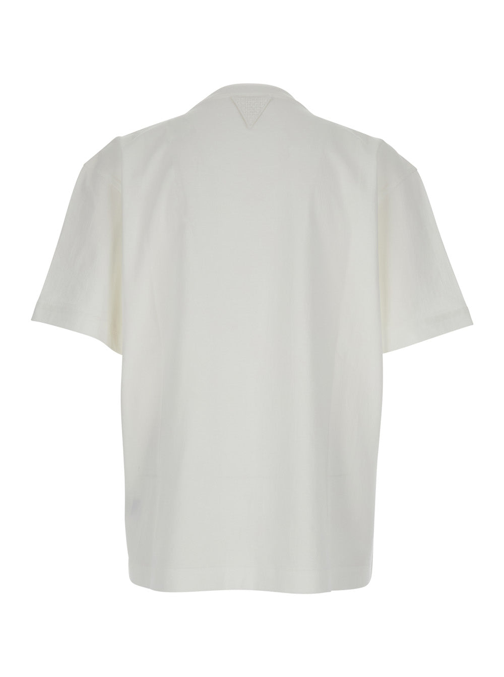 Bottega Veneta Men White Crew Neck T-Shirt With Embroidery On The Front In Cotton For Men