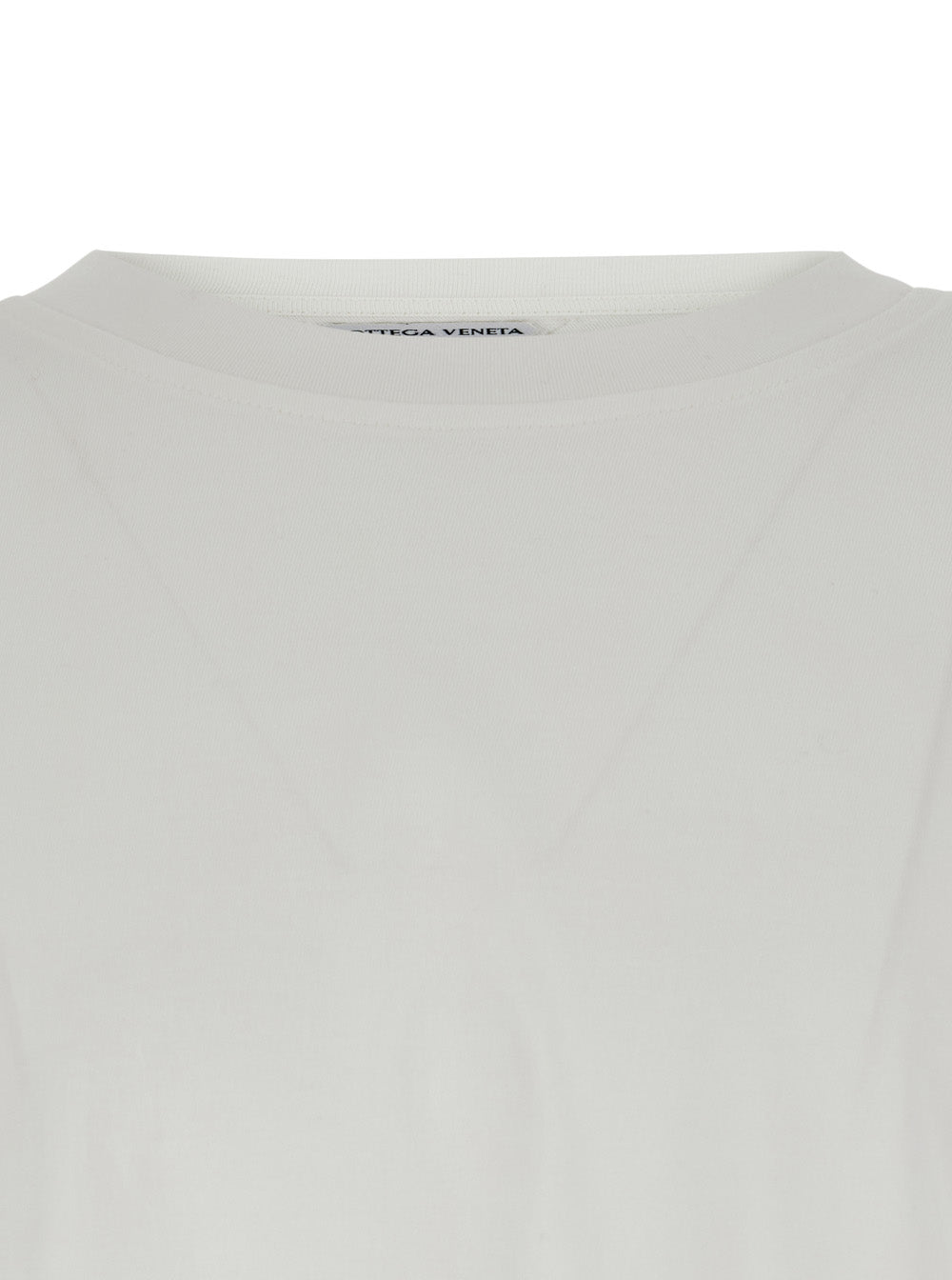 Bottega Veneta Men White Crew Neck T-Shirt With Embroidery On The Front In Cotton For Men