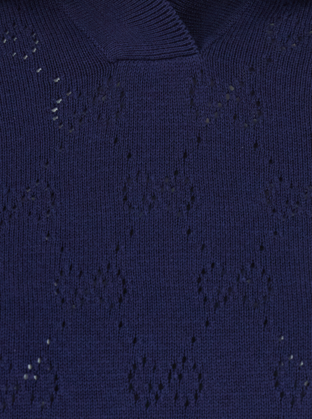 Gucci Women Blue Polo Shirt With Wide Collar And Gg All-Over Embroidery In Cotton For Women