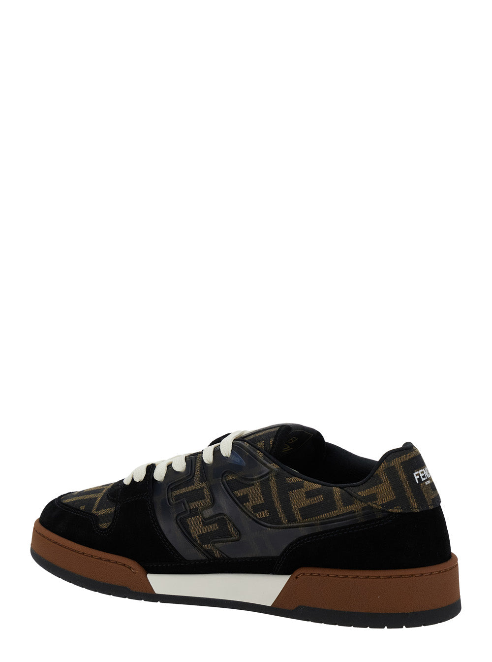 Fendi Men Sneaker 'Match' With Logo Patch On The Tongue And Ff All-Over Motif In Brown Leather For Men