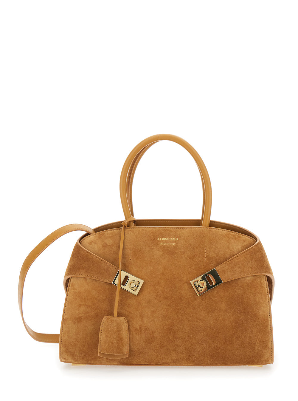 Ferragamo Women Handbag 'Hug Small' With Logo And Gancini Buckles On The Front In Suede Beige Woman