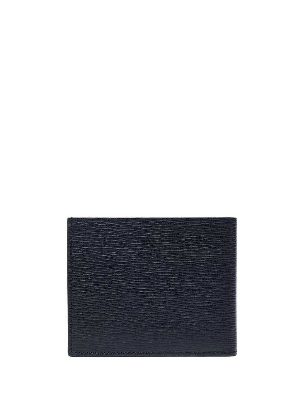 Ferragamo Men Wallet With Metallic Front Logo In Blue Leather For Men