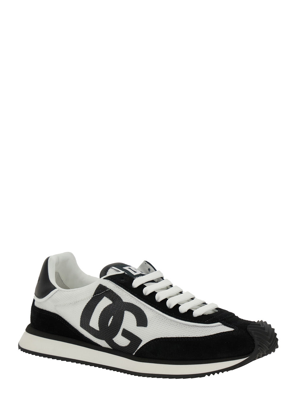 Dolce & Gabbana Men Sneaker 'Aria' With Logo Patch On The Tongue And Side In White And Black Leather Men