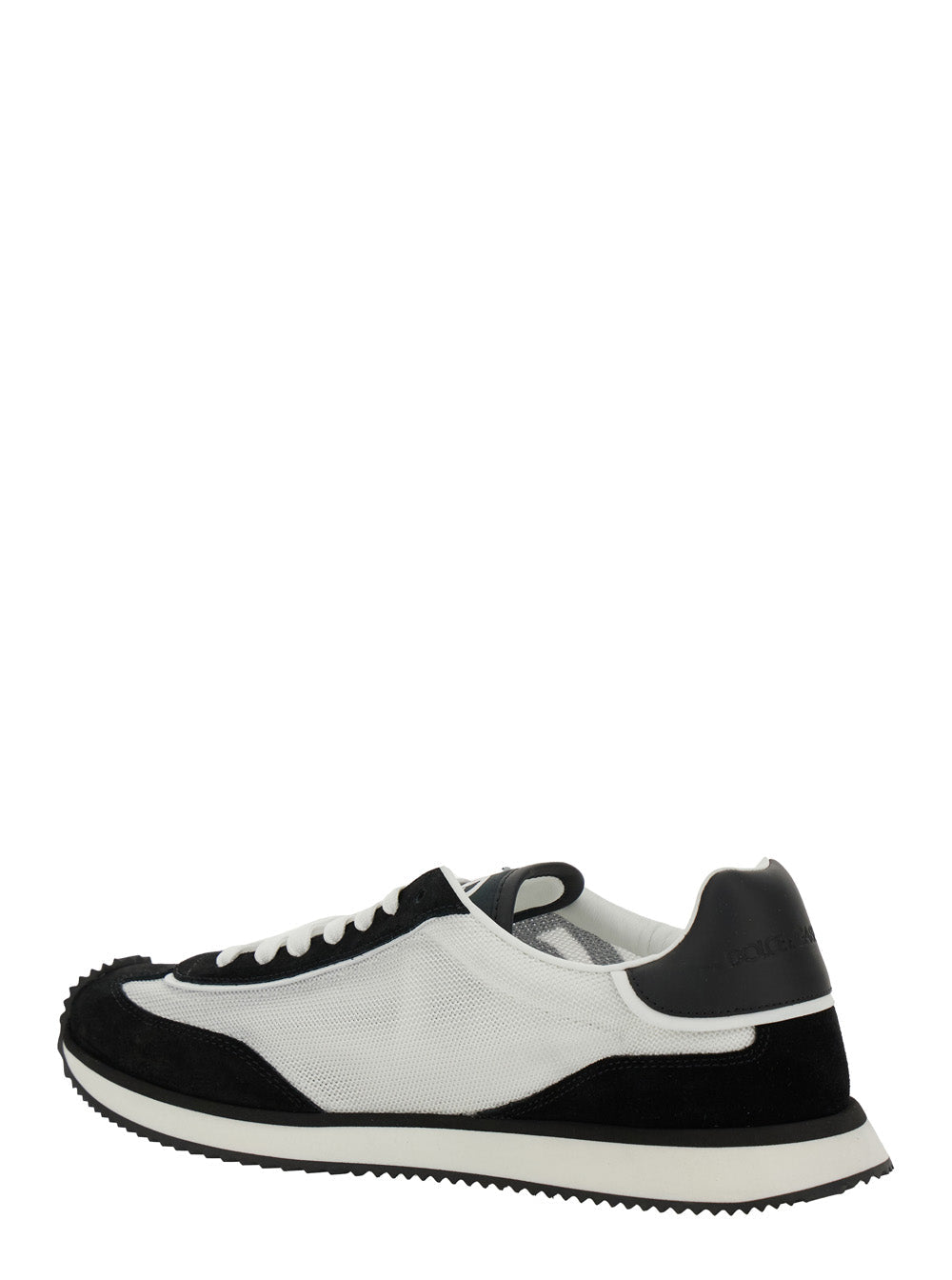 Dolce & Gabbana Men Sneaker 'Aria' With Logo Patch On The Tongue And Side In White And Black Leather Men