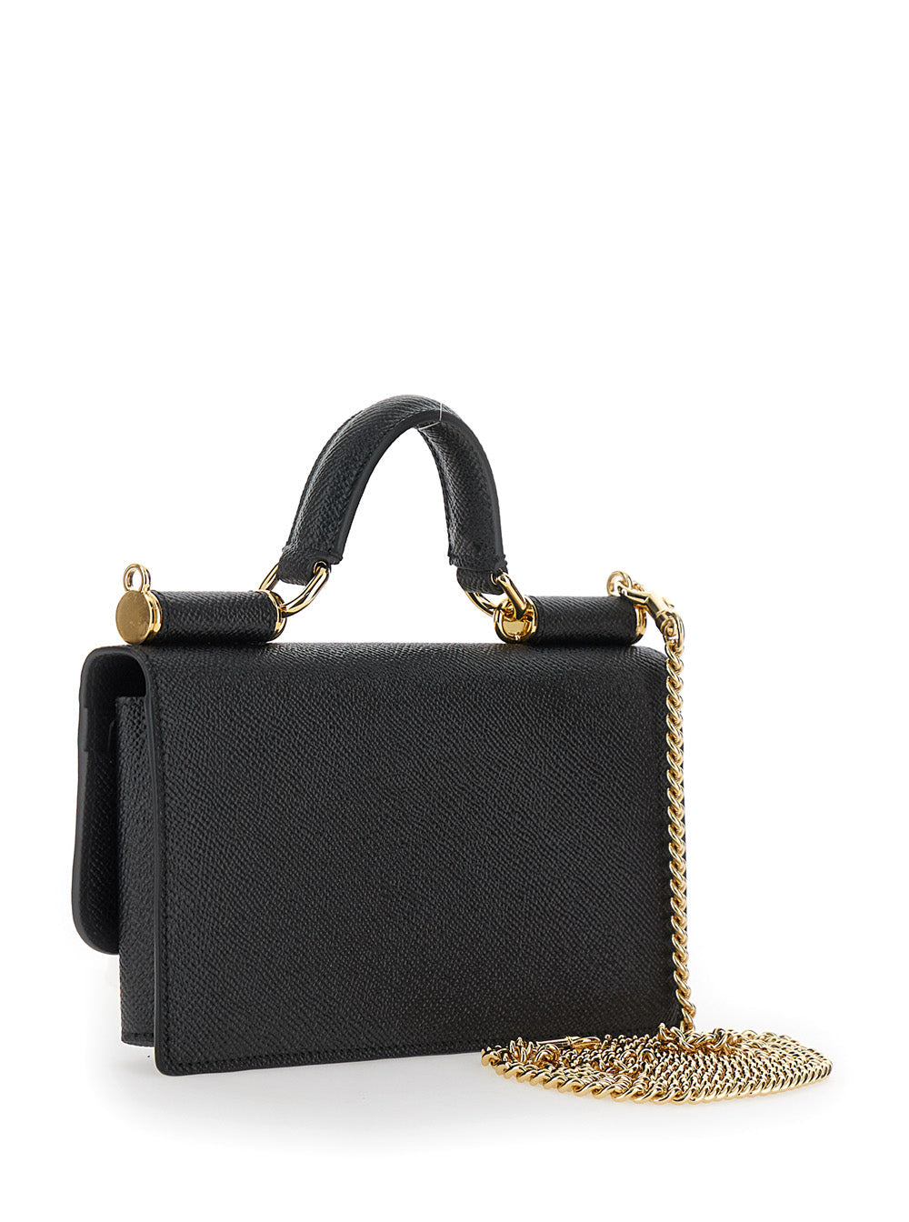 Dolce & Gabbana Women Crossbody Bag With Grained Leather Logo Plate Black Woman