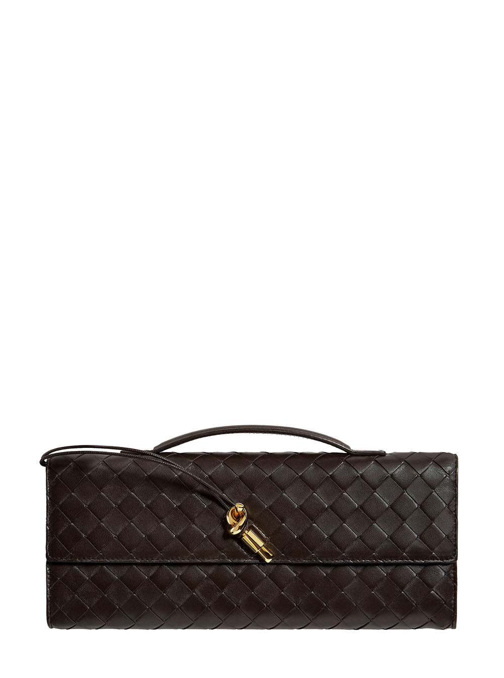 Bottega Veneta Women Clutch Bag 'Andiamo' In Brown Woven Nappa For Women