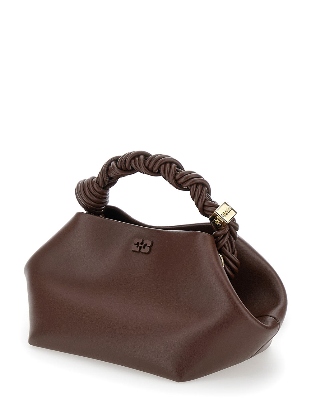 Ganni Women 'Small Ganni Bou' Brown Handbag With Butterfly Logo And Hand-Braided Strands In Leather Woman