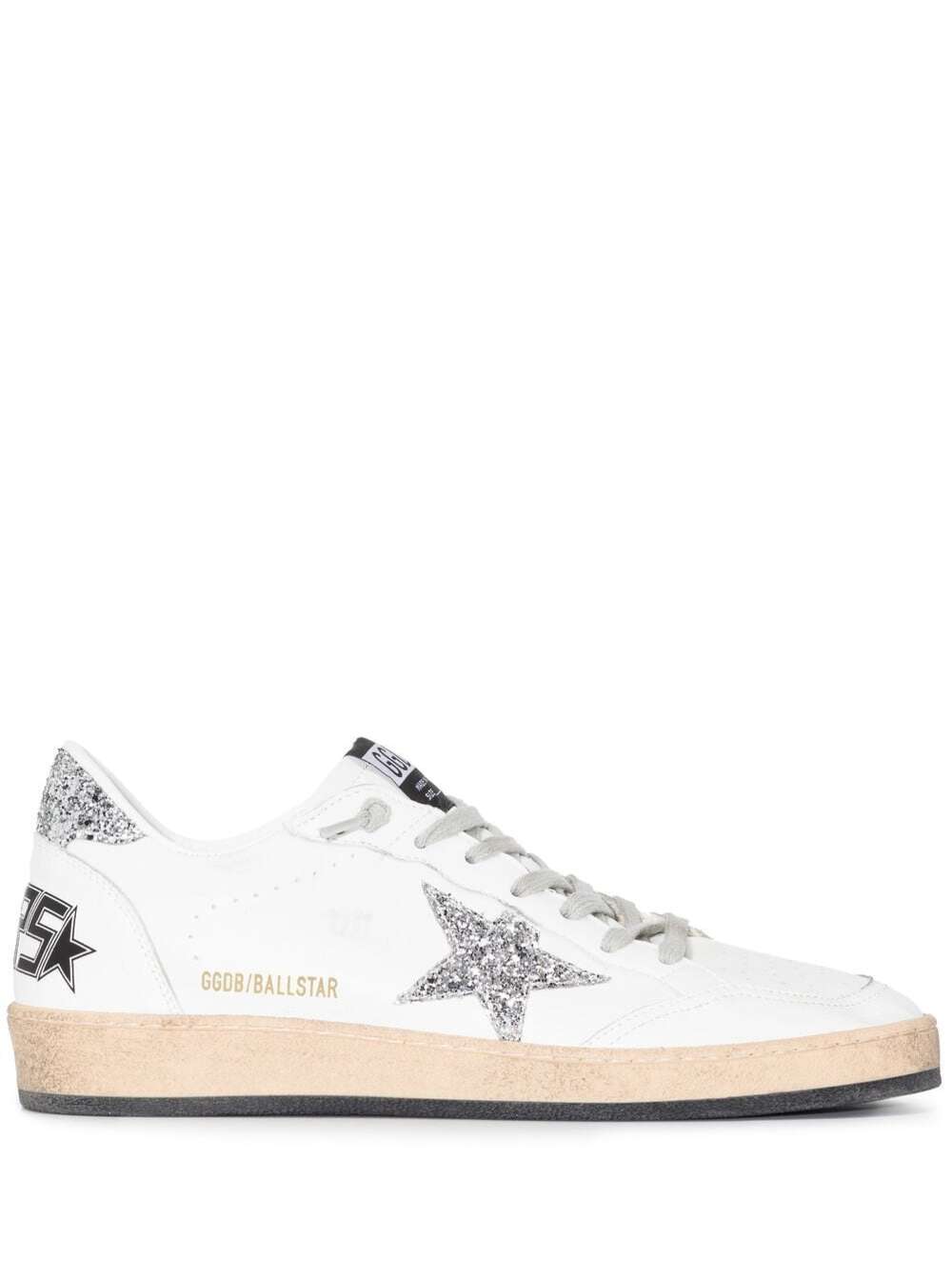 Golden Goose Women Sneakers 'Ball Star' With Star Glitter Detail In White Leather For Women
