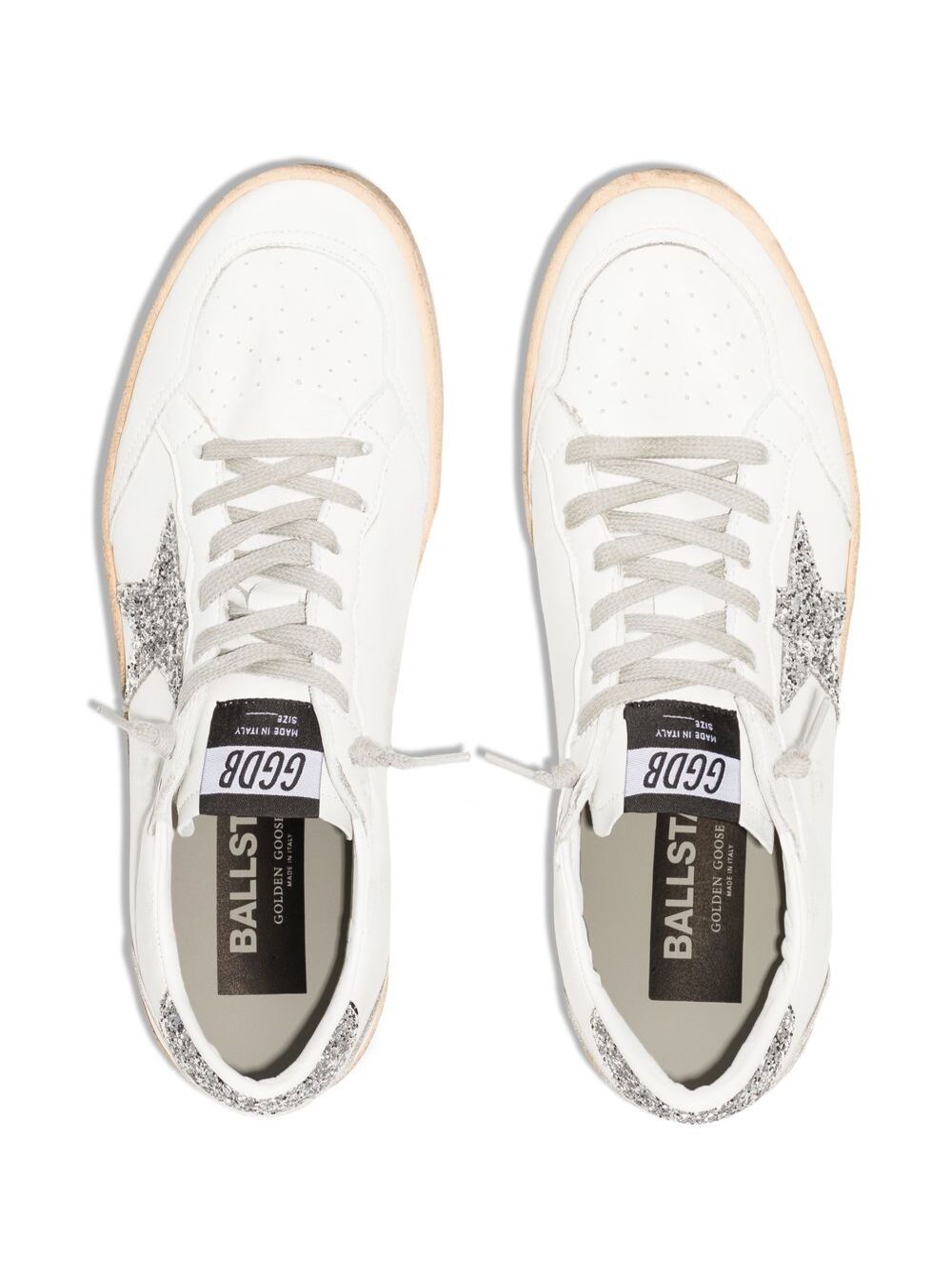 Golden Goose Women Sneakers 'Ball Star' With Star Glitter Detail In White Leather For Women
