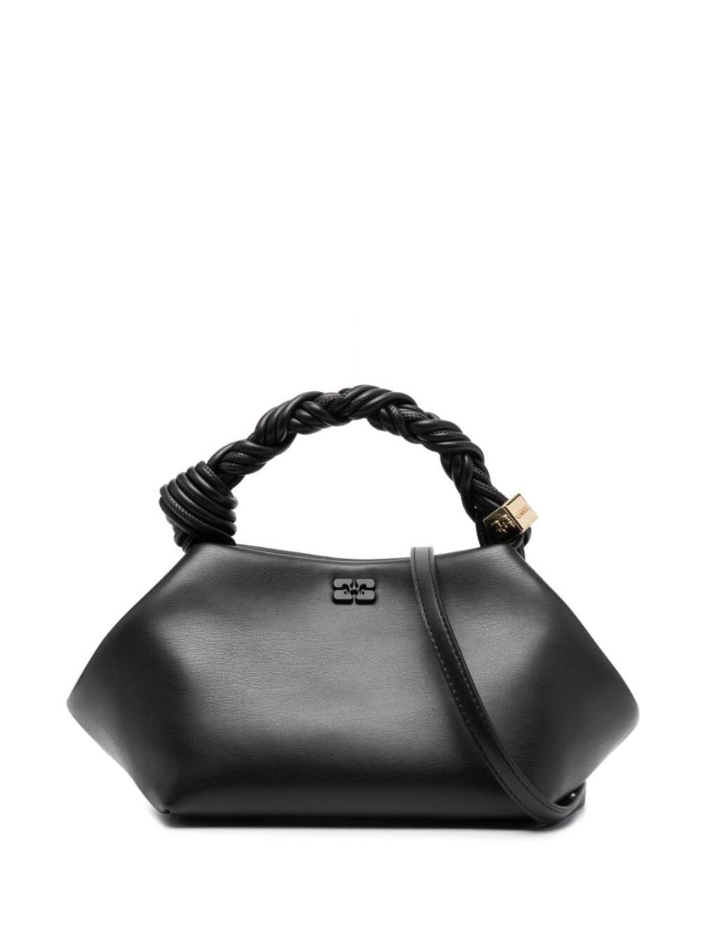 Ganni Women Handbag 'Ganni Bou' With Butterfly Logo And Black Leather Woven Handle For Women