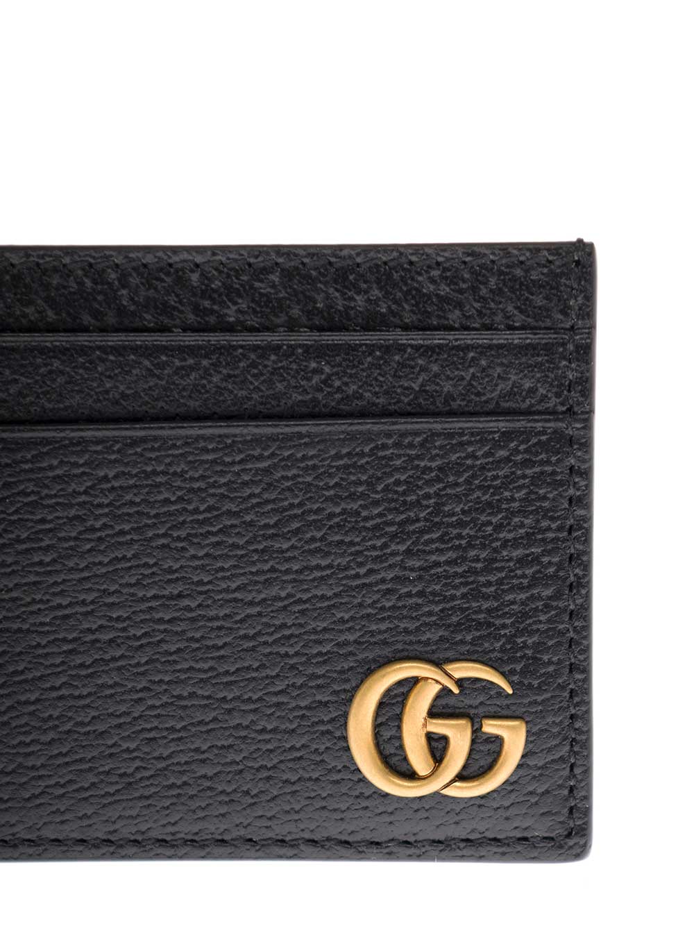 Gucci Men Card Holder With Gg Plaque On The Front In Black Leather For Men