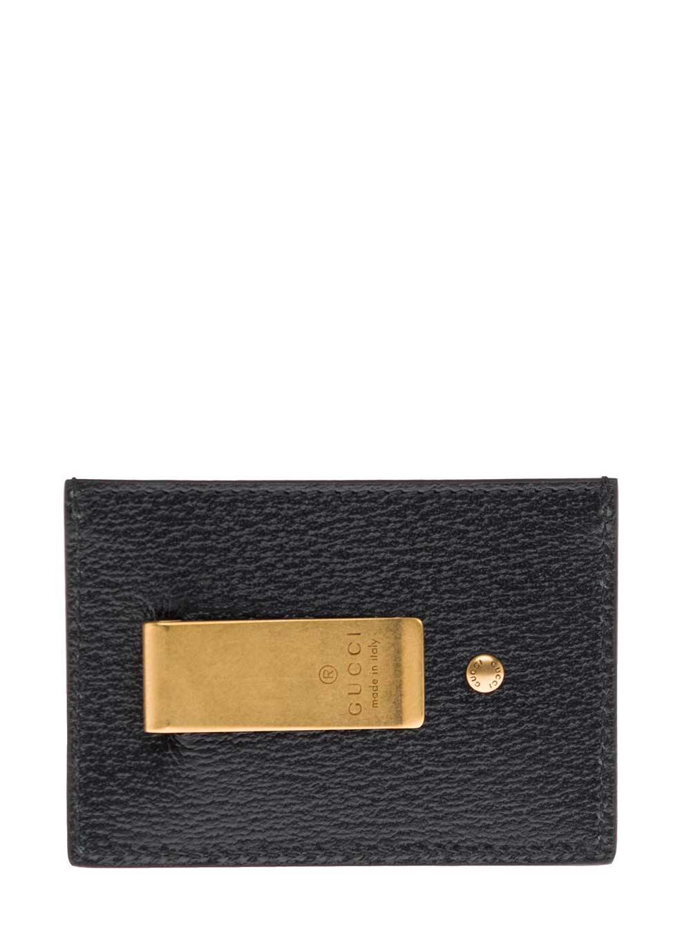 Gucci Men Card Holder With Gg Plaque On The Front In Black Leather For Men
