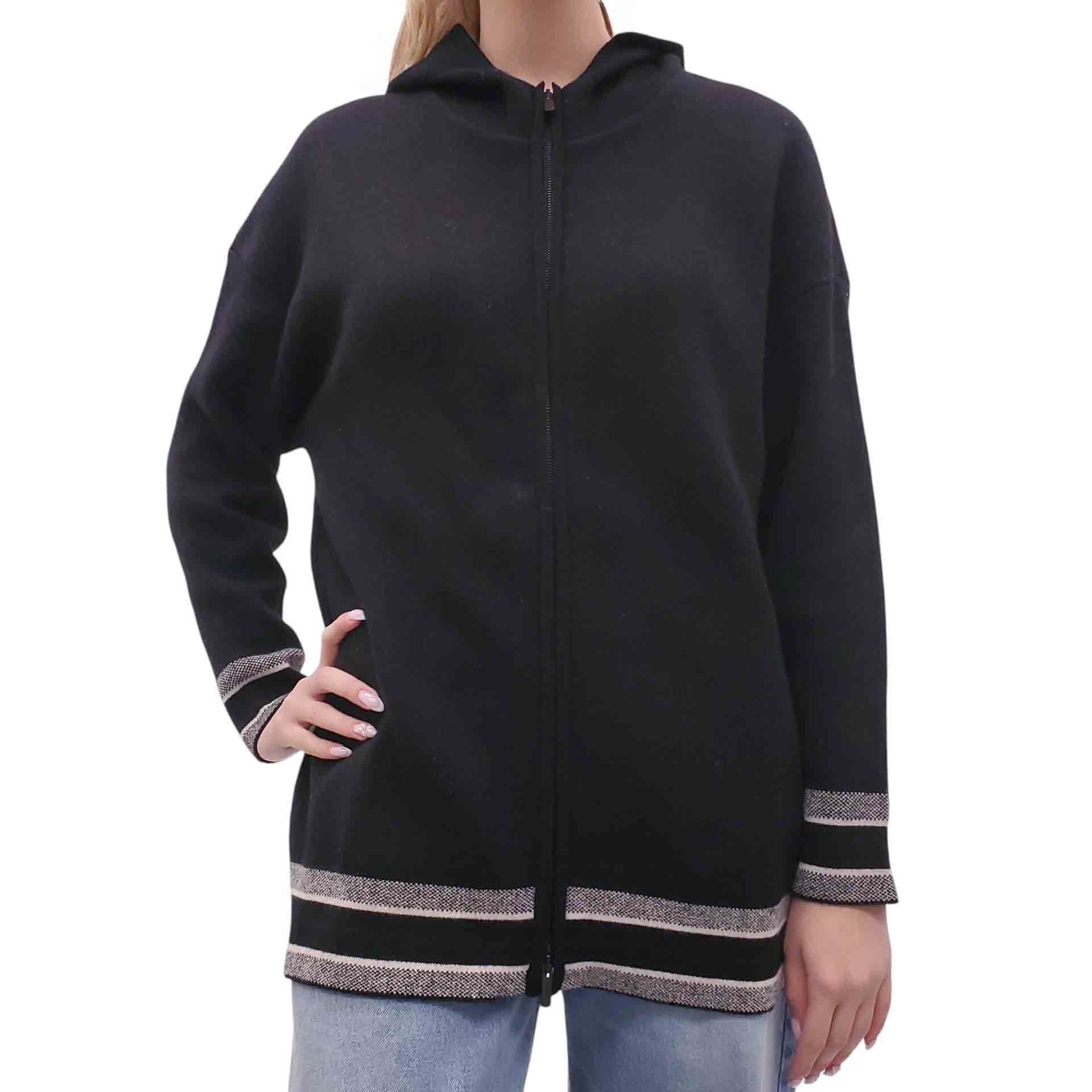 CHRISTIAN DIOR BLACK CASHMERE LOGO SWEATER - SIZE 4