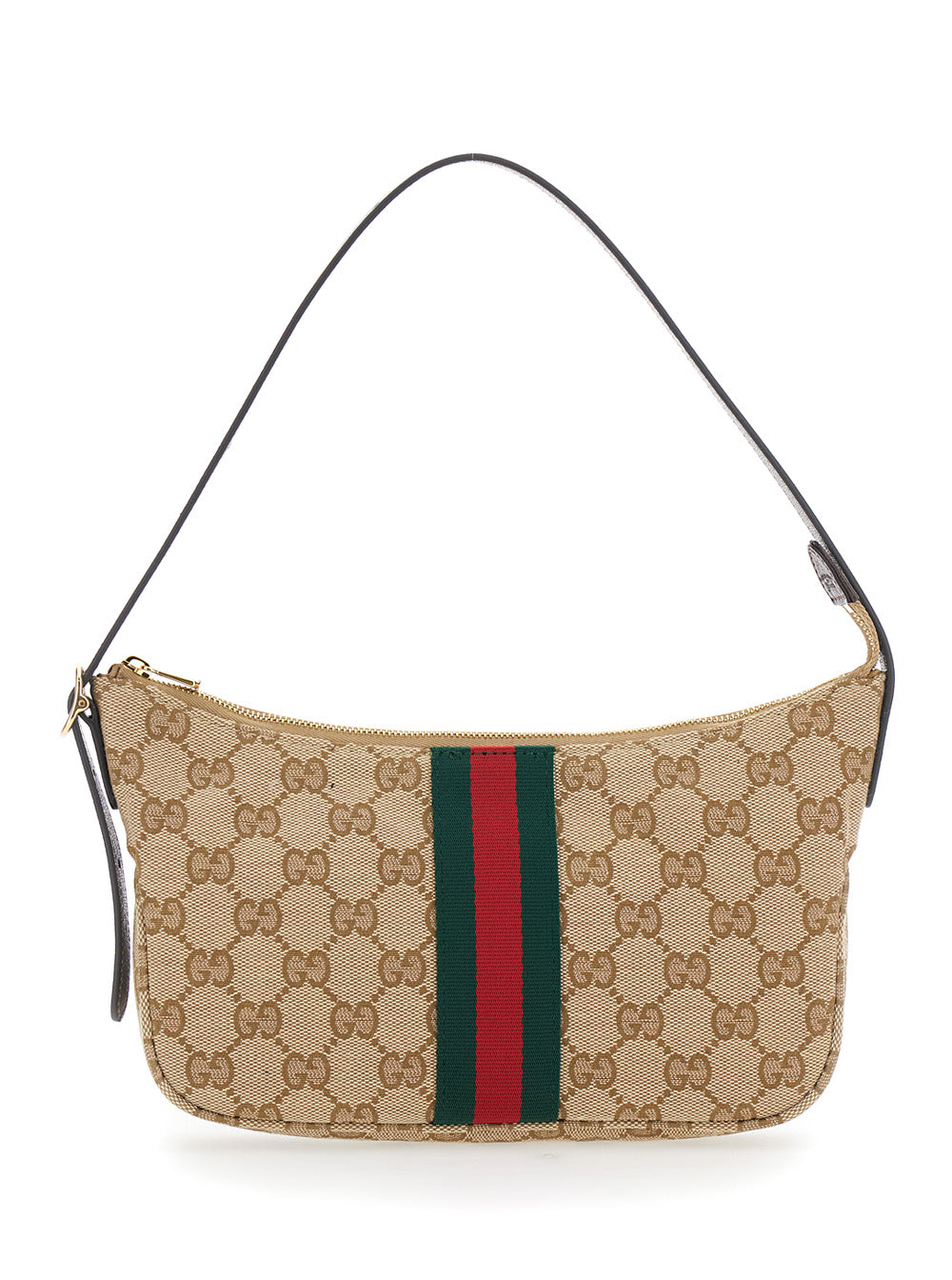 Gucci Men Tote Bag 'Lunetta' With Web Detail On The Front And Top Handle In Gg Canvas Beige Men