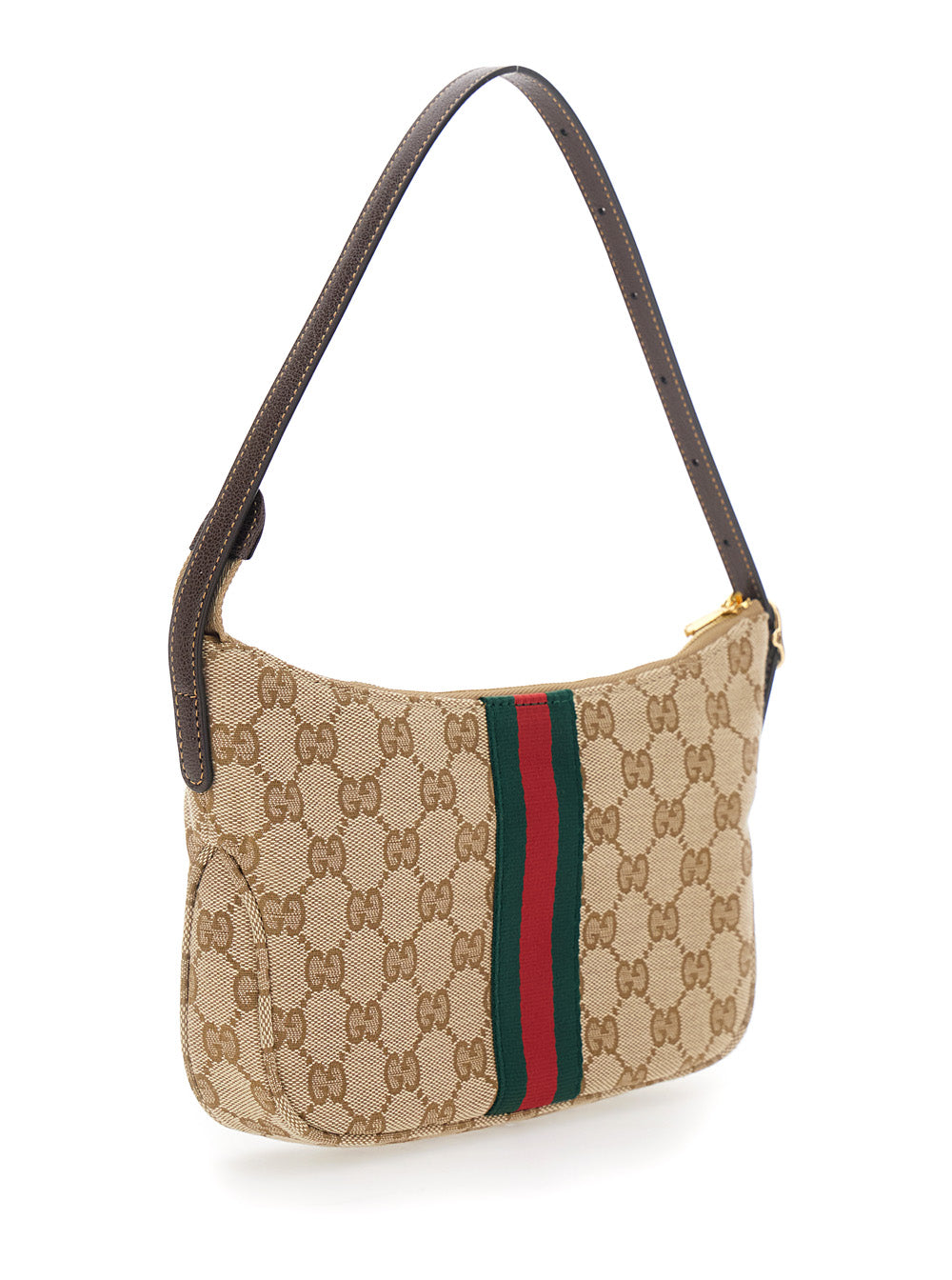Gucci Men Tote Bag 'Lunetta' With Web Detail On The Front And Top Handle In Gg Canvas Beige Men