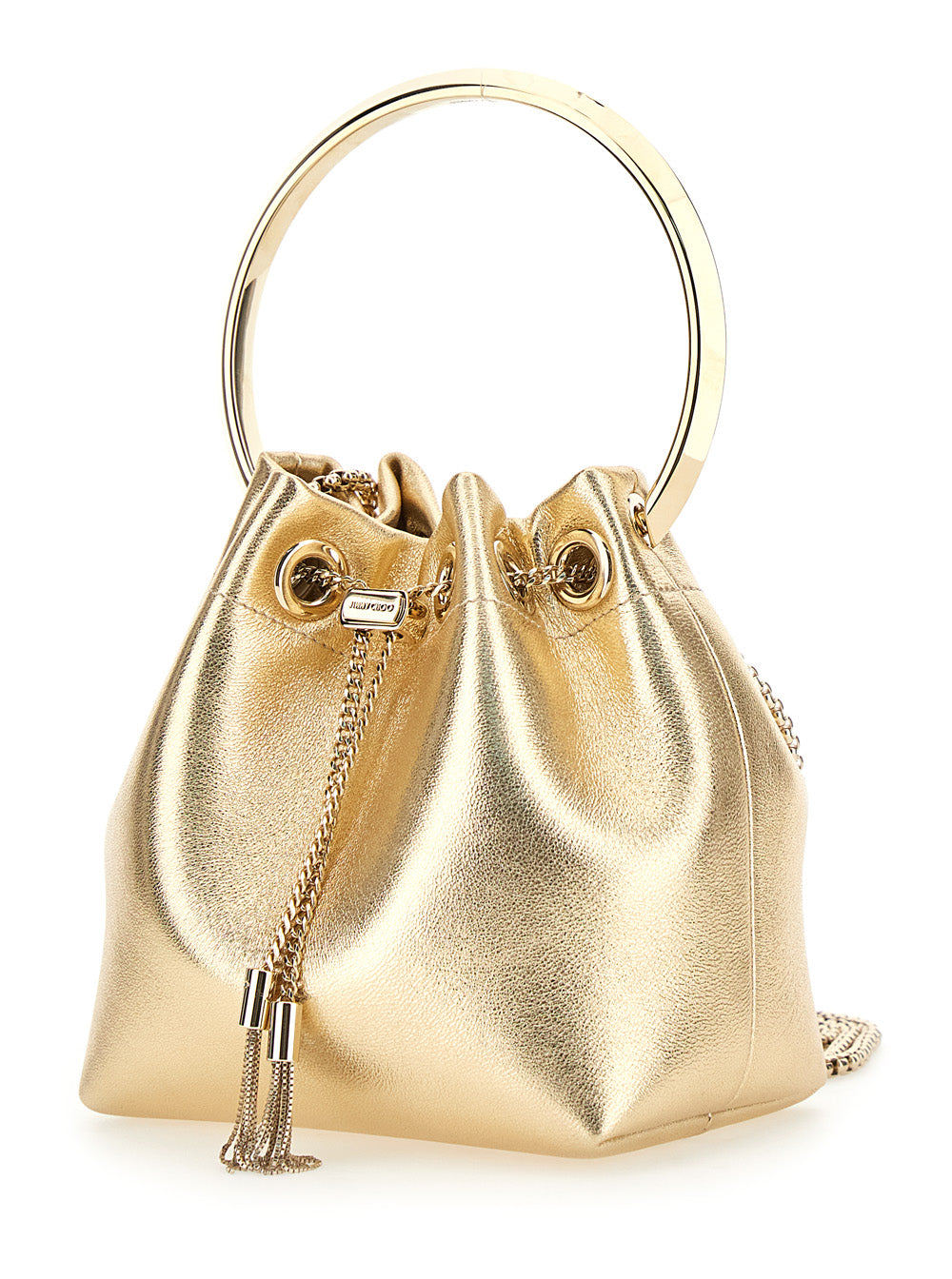 Jimmy Choo Women Handbag 'Bon Bon' With Bracelet Handle And Chain Strap In Metallic Leather For Women