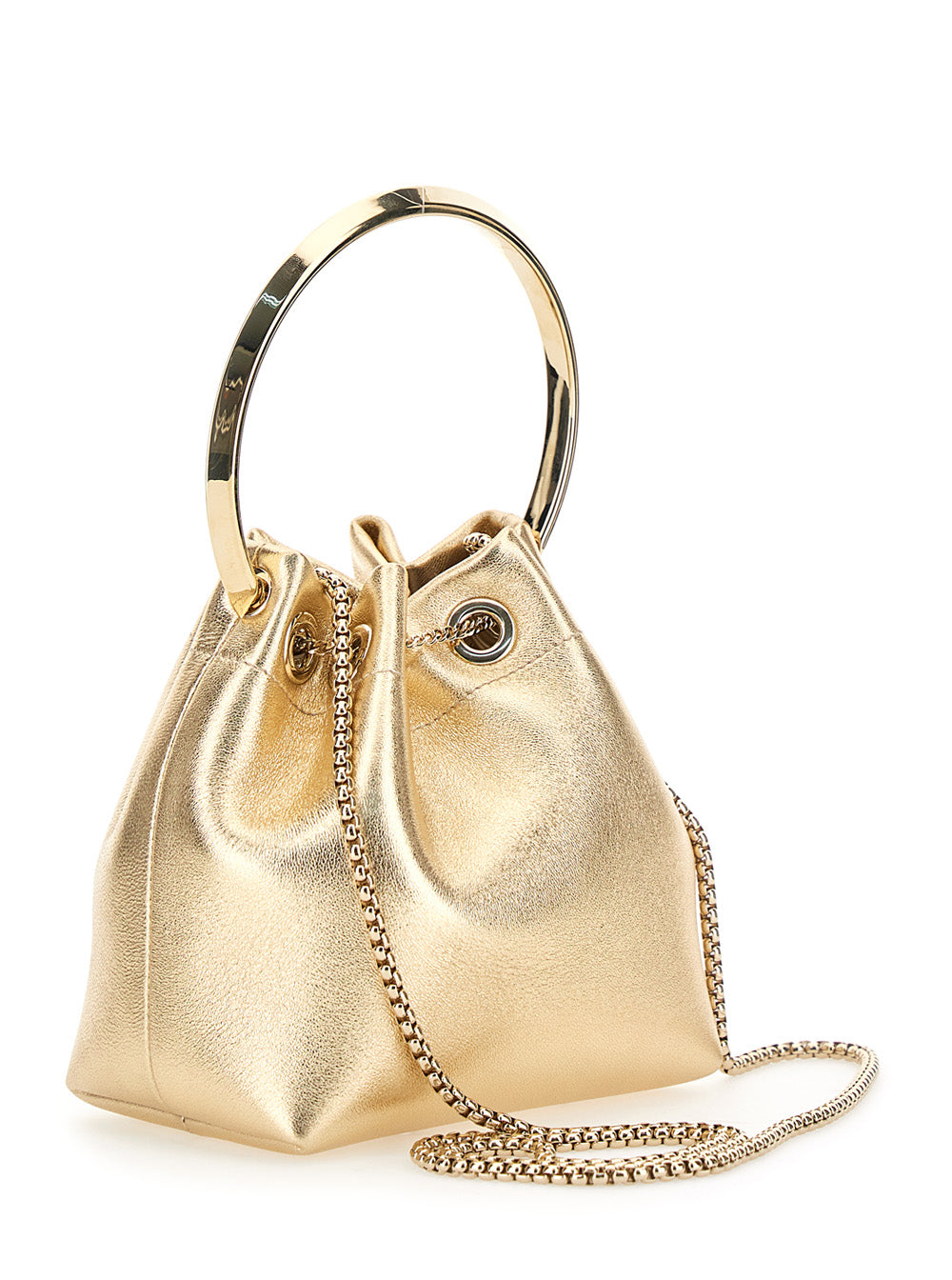 Jimmy Choo Women Handbag 'Bon Bon' With Bracelet Handle And Chain Strap In Metallic Leather For Women