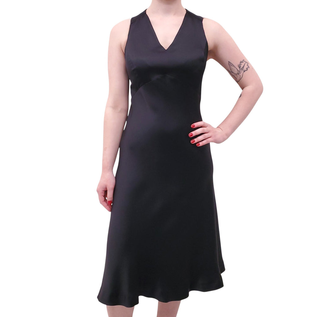 JIL SANDER BLACK SILK DRESS - SIZE 40