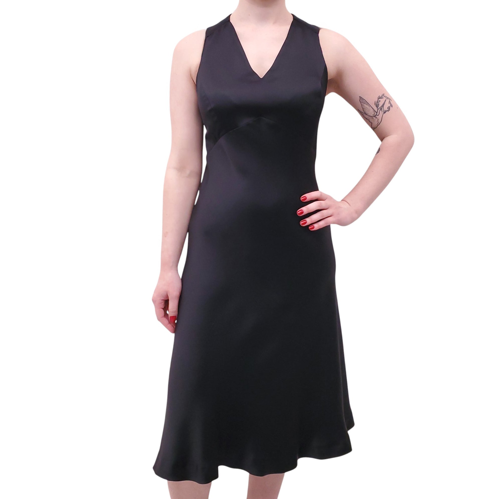 JIL SANDER BLACK SILK DRESS - SIZE 40