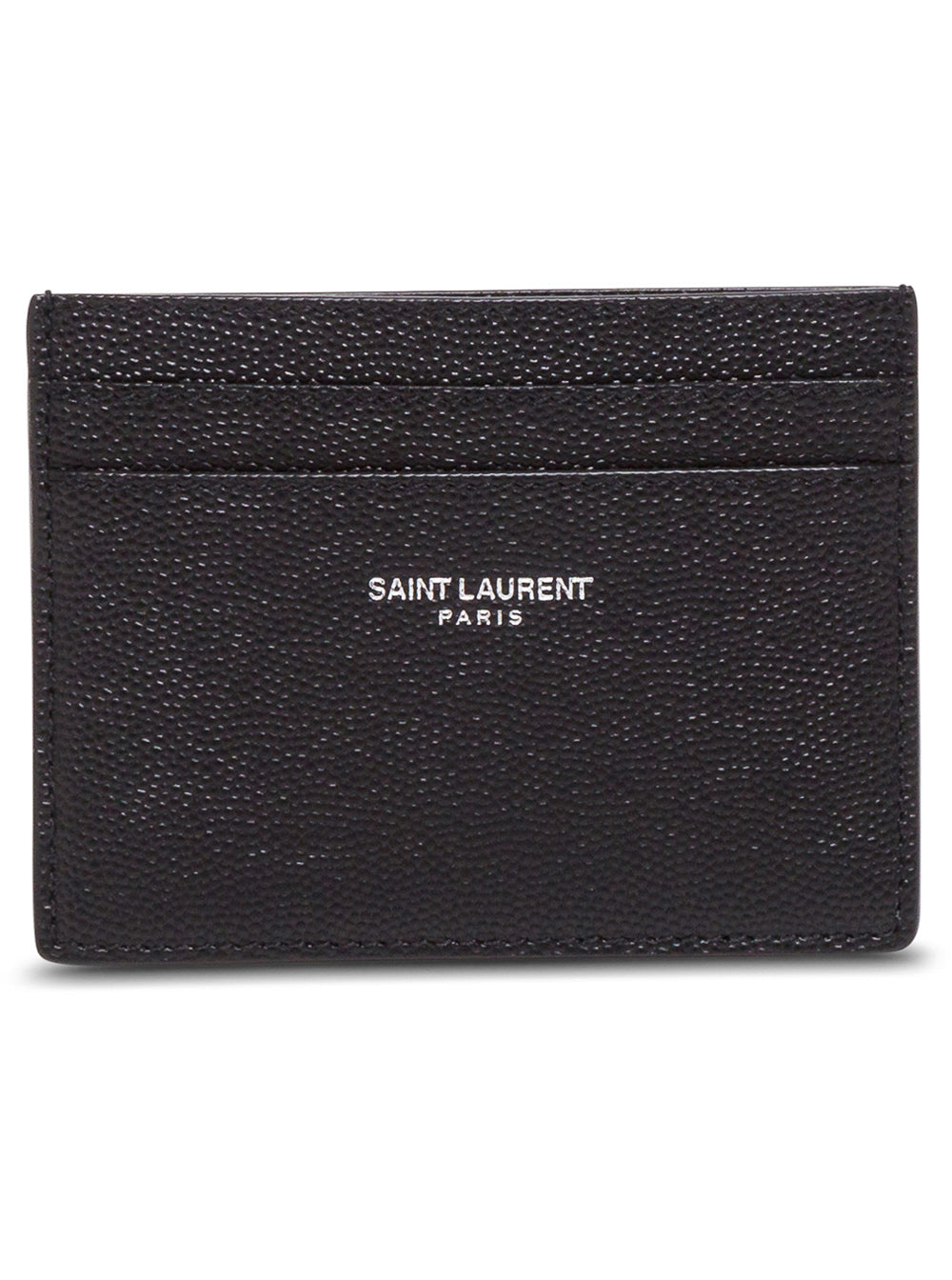 Saint Laurent Men Card Holder With Logo Embossed In Black Leather For Men