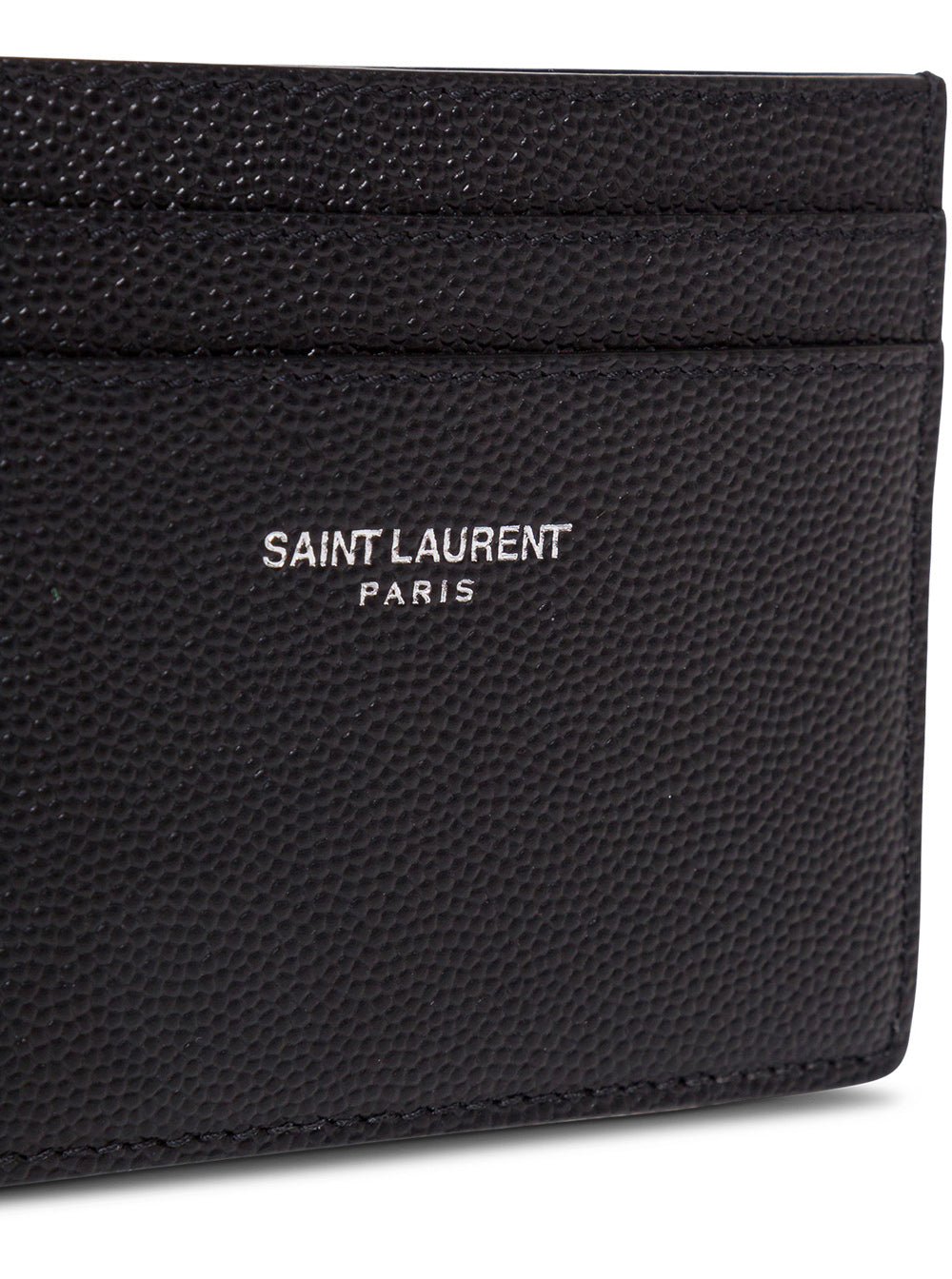 Saint Laurent Men Card Holder With Logo Embossed In Black Leather For Men