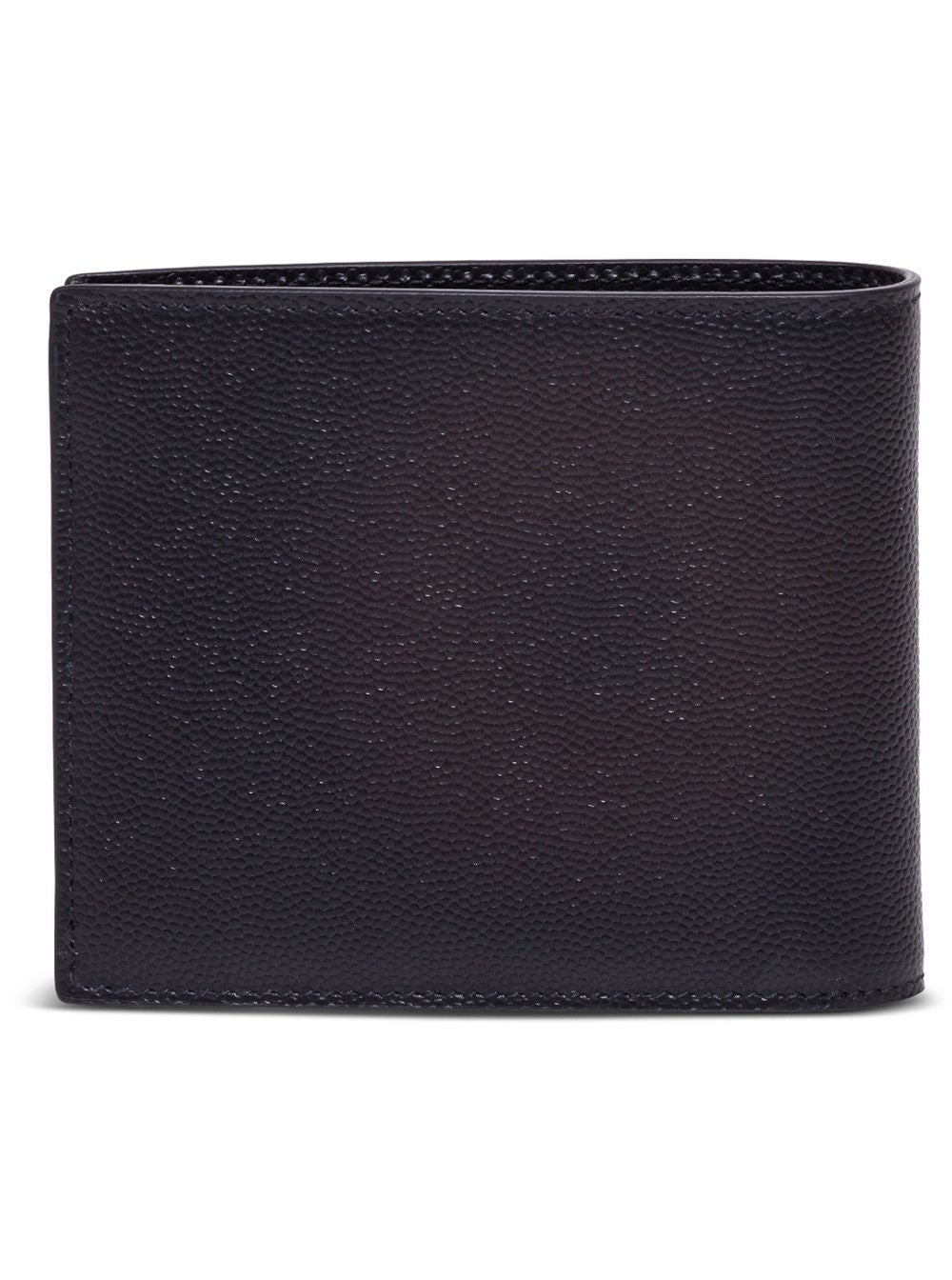 Saint Laurent Men Black Leather Bifold Wallet With Saint Laurent Logo For Men