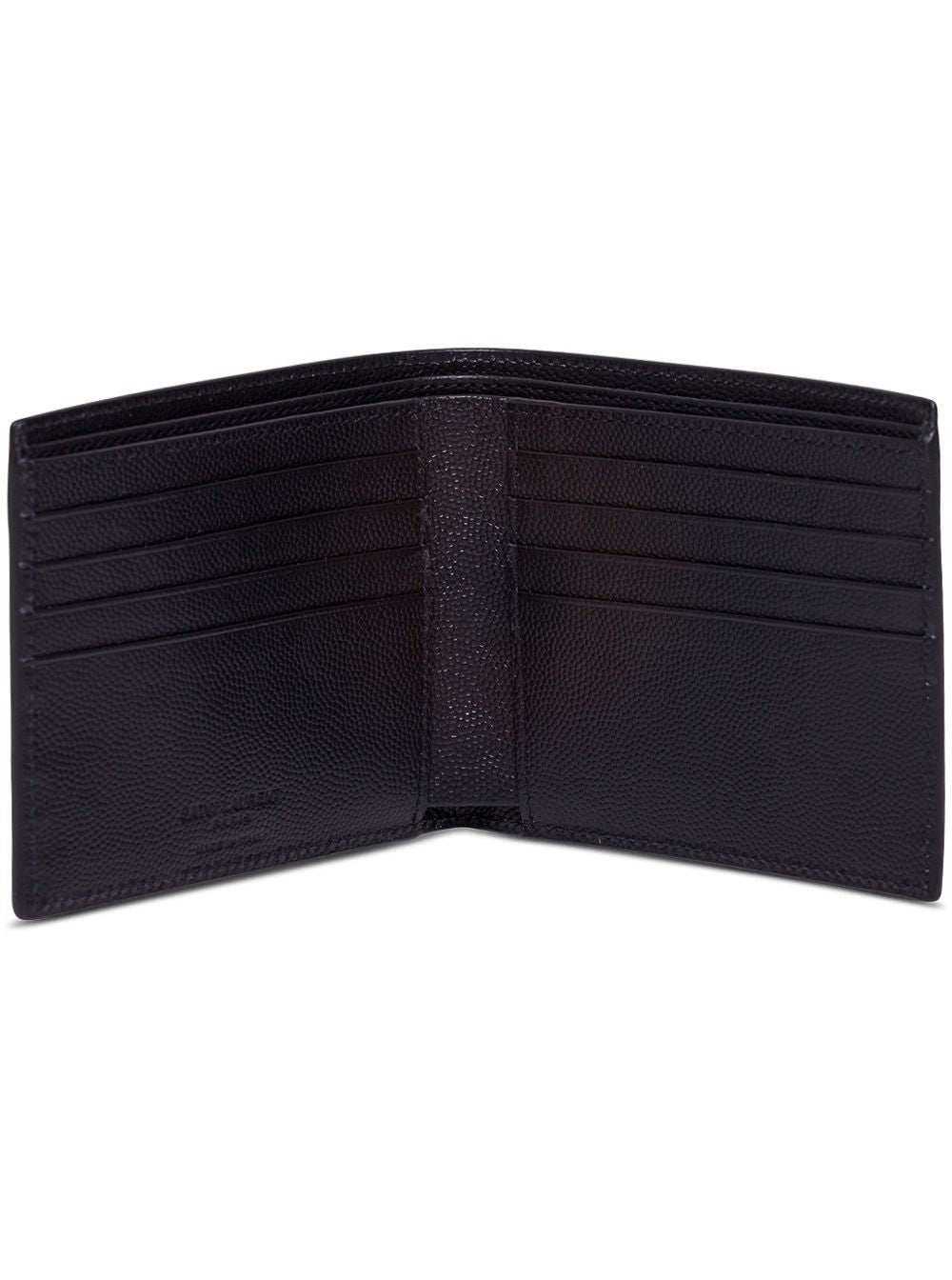 Saint Laurent Men Black Leather Bifold Wallet With Saint Laurent Logo For Men