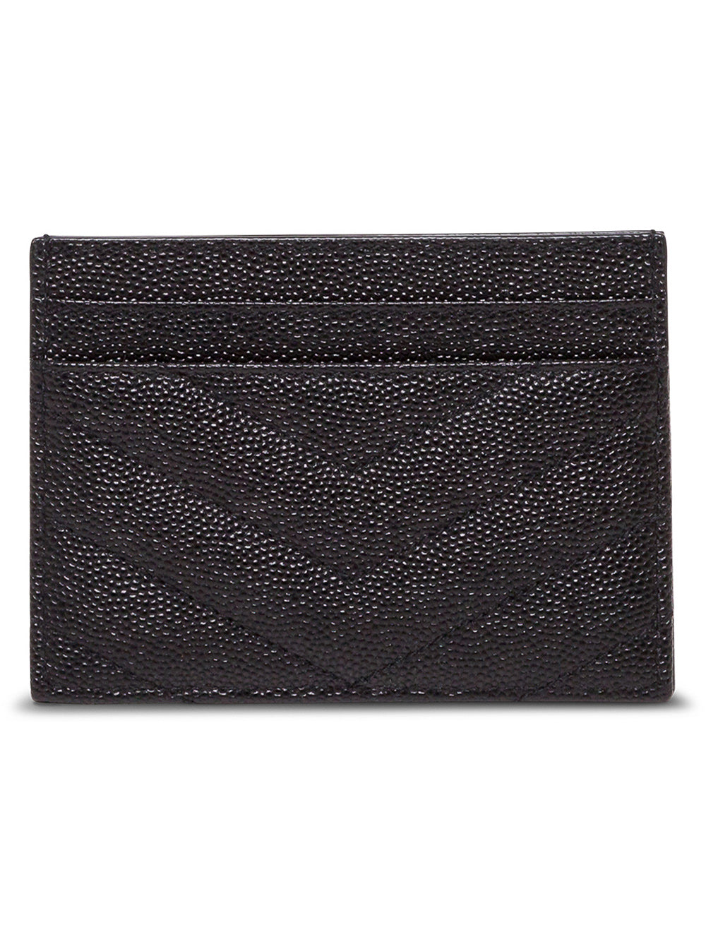 Saint Laurent Women Black Quilted Leather Card Holder With Logo