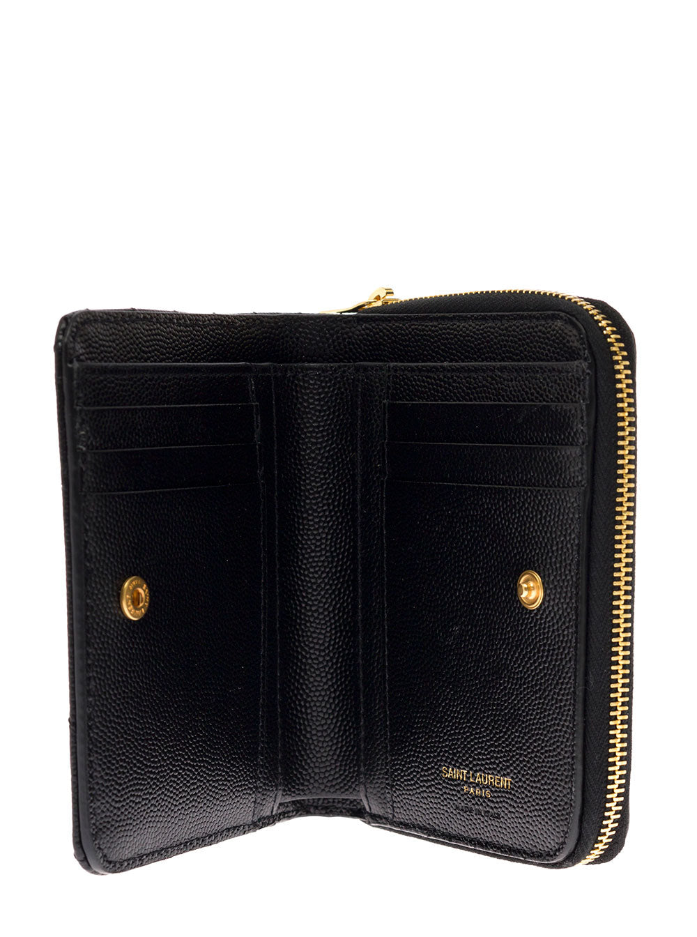 Saint Laurent Women Wallet With Cassandre Plate On The Front In Black Leather For Women