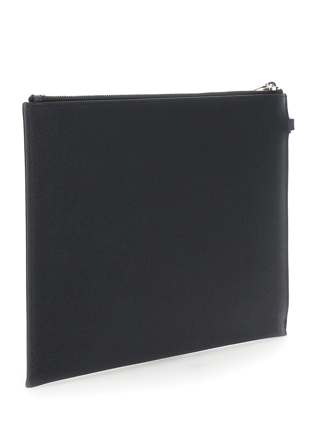 Saint Laurent Men Pouch With Logo Embossed On The Front In Black Leather For Men