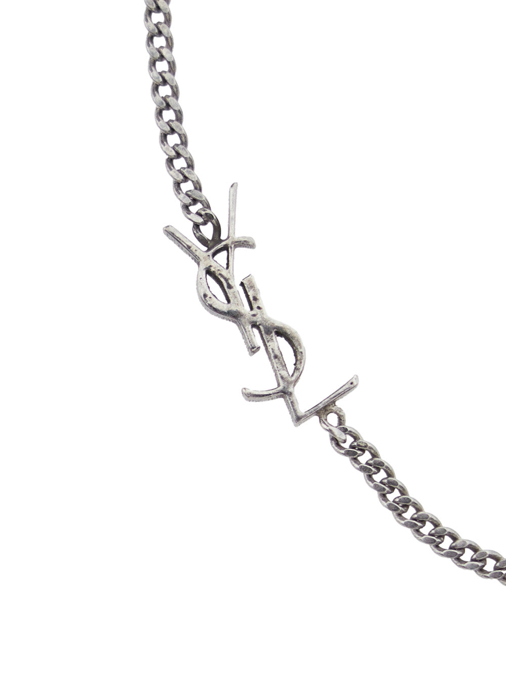 Saint Laurent Men Bracelet 'Opyum' With Rhinestones And Charm In Silver Brass For Men