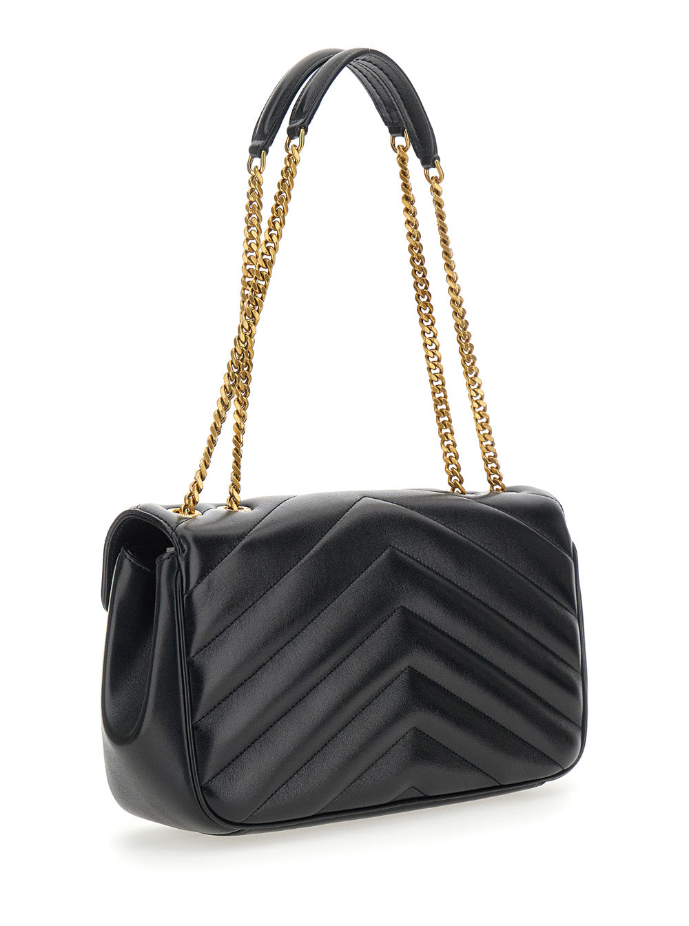 Saint Laurent Women Crossbody Bag 'Loulou' Medium With Chain Strap And Cassandre Plaque On Front In Black Quilted Leather For Women