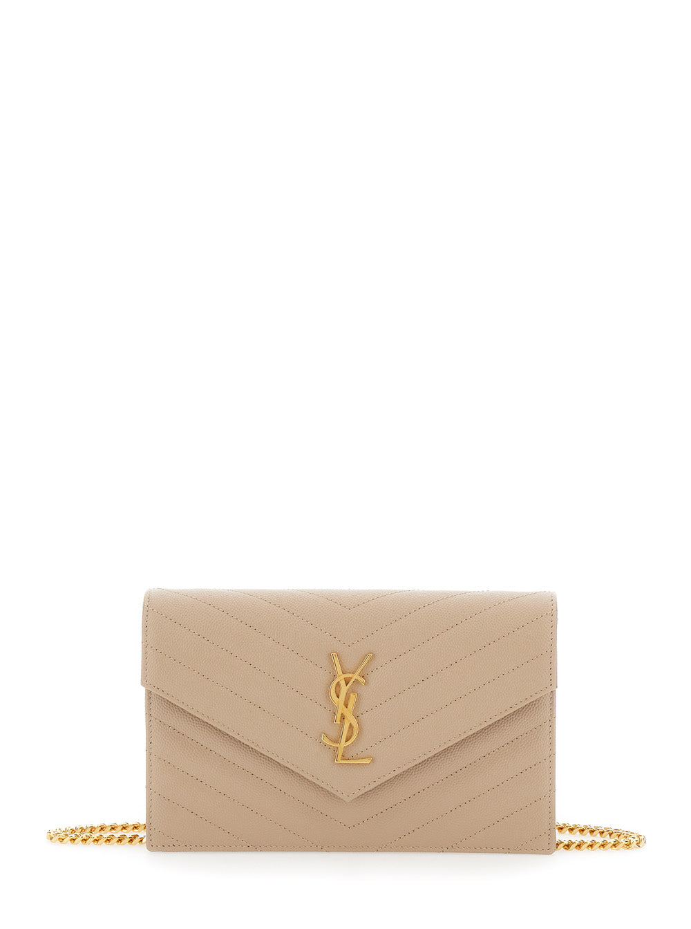 Saint Laurent Women Crossbody Bag 'Louise' With Cassandre Plaque On The Front In Beige Leather For Women