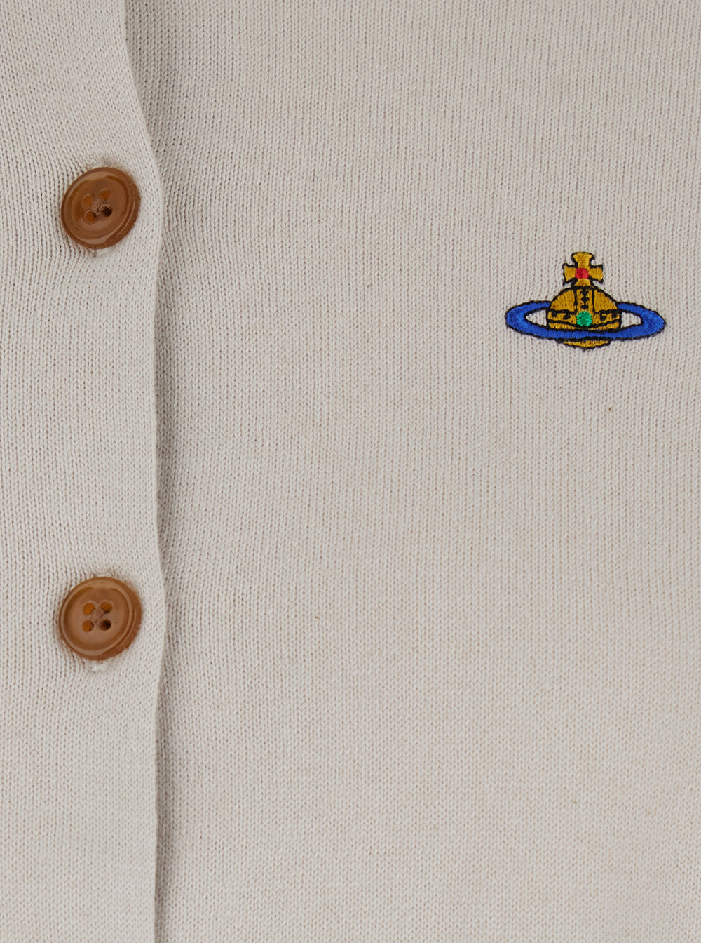 Vivienne Westwood Women 'Bea' White Cardigan With Orb Embroidery In Cotton And Cashmere Woman