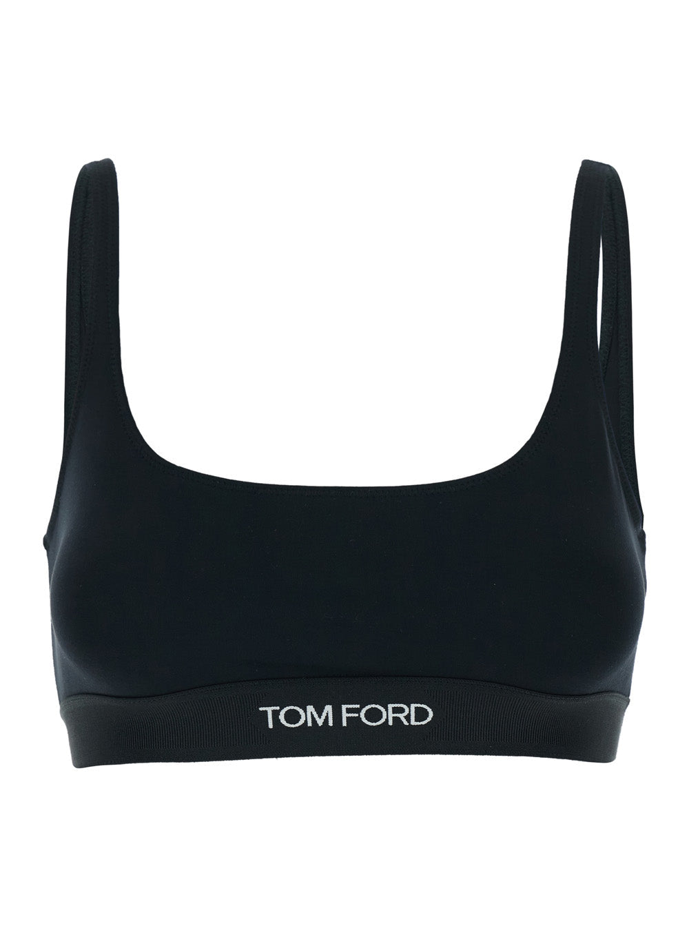 Tom Ford Women Black Bralette With Contrasting Logo Print In Modal Stretch Woman